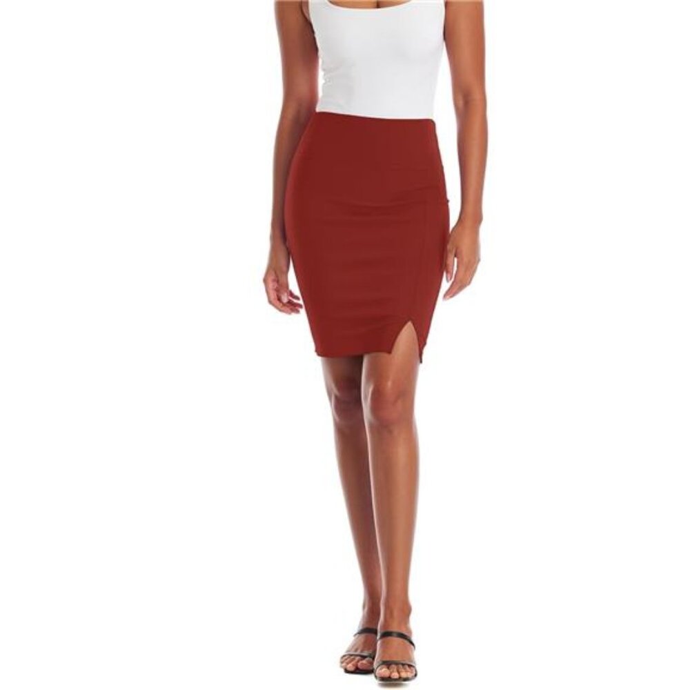 Women's Pencil Skirt Premium Ponte Basic Solid Stretch Above - Picture 1 of 6